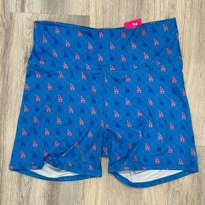 NWT Terez MLB Los Angeles Dodgers TLC Printed High-Waisted Bike Shorts Size XL